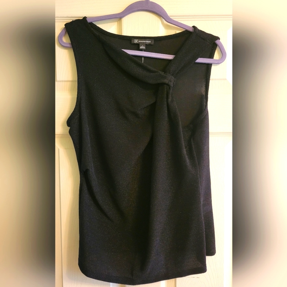 I-N-C Womens Shimmer Twist-Neck Tank Top